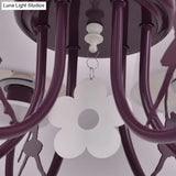 Modern White Hanging Lamp With Floral Accents Perfect For Living Room