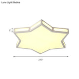 Modern White Hexagonal Star Flush Mount Ceiling Light For Living Room - Acrylic