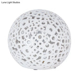 Modern White Hollow-Out Globe Table Light Ceramic Night Lamp For Bedroom