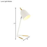 Modern White Iron Domed Table Light: 1-Head Nightstand Lamp With V-Shaped Base