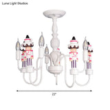 Modern White Iron Hanging Chandelier - Child Bedroom Ceiling Lamp With Soldier Design