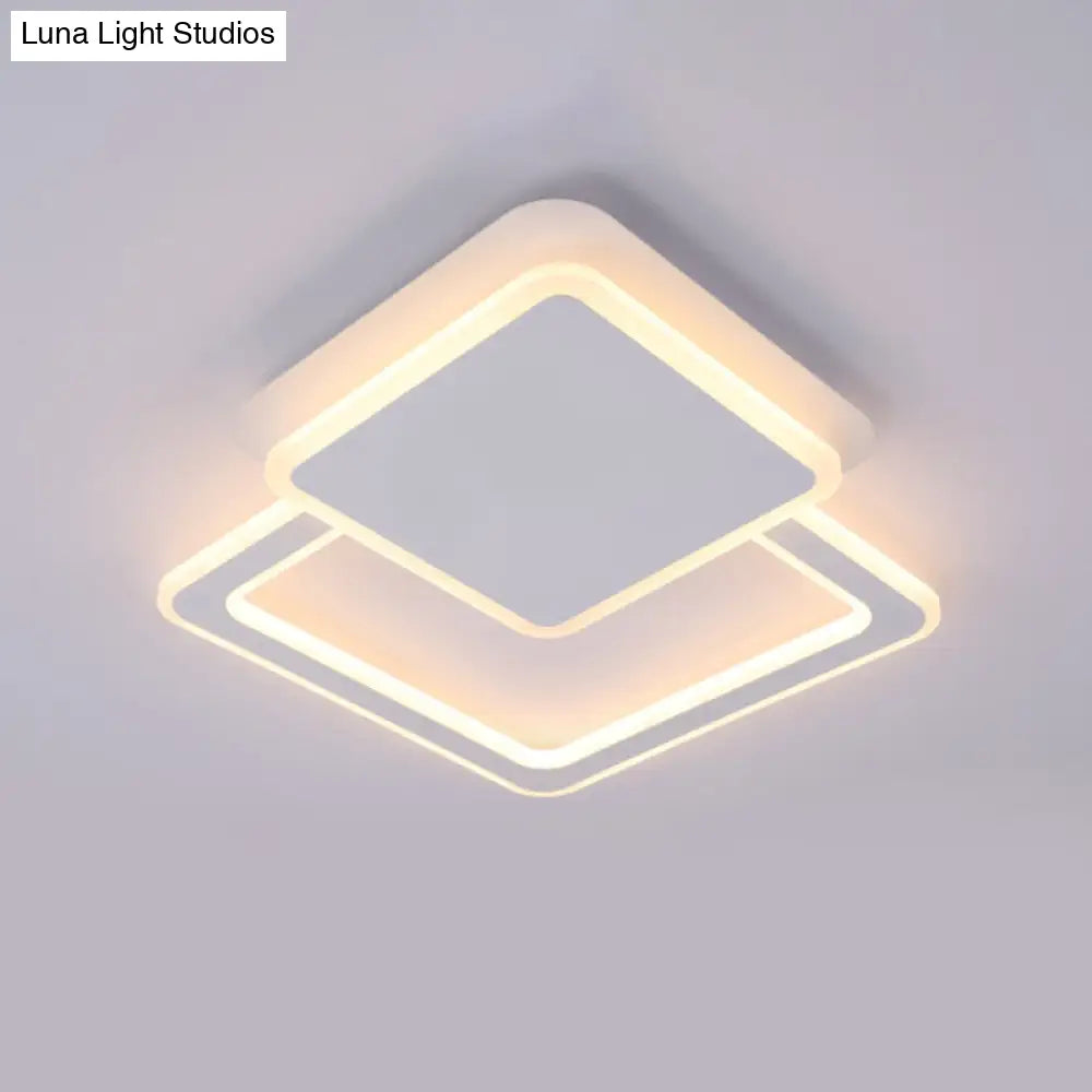 Modern White Led Ceiling Flush Light For Living Room - Round/Square Acrylic Simplicity Flushmount