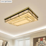 Modern White Led Ceiling Flush Mount Light With Clear Beveled Crystal Blocks