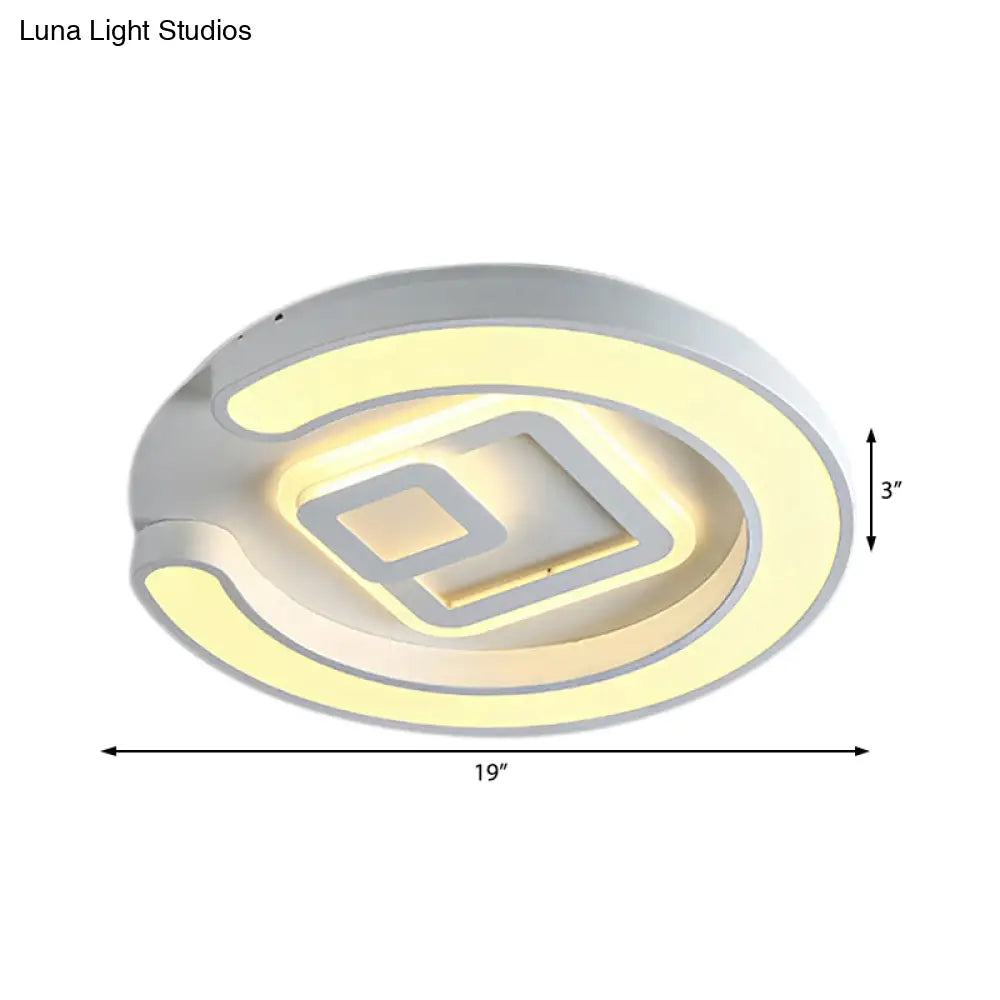 Modern White Led Ceiling Lamp For Bedroom Study Room With Acrylic Round Fixture