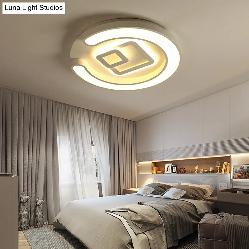 Modern White Led Ceiling Lamp For Bedroom Study Room With Acrylic Round Fixture