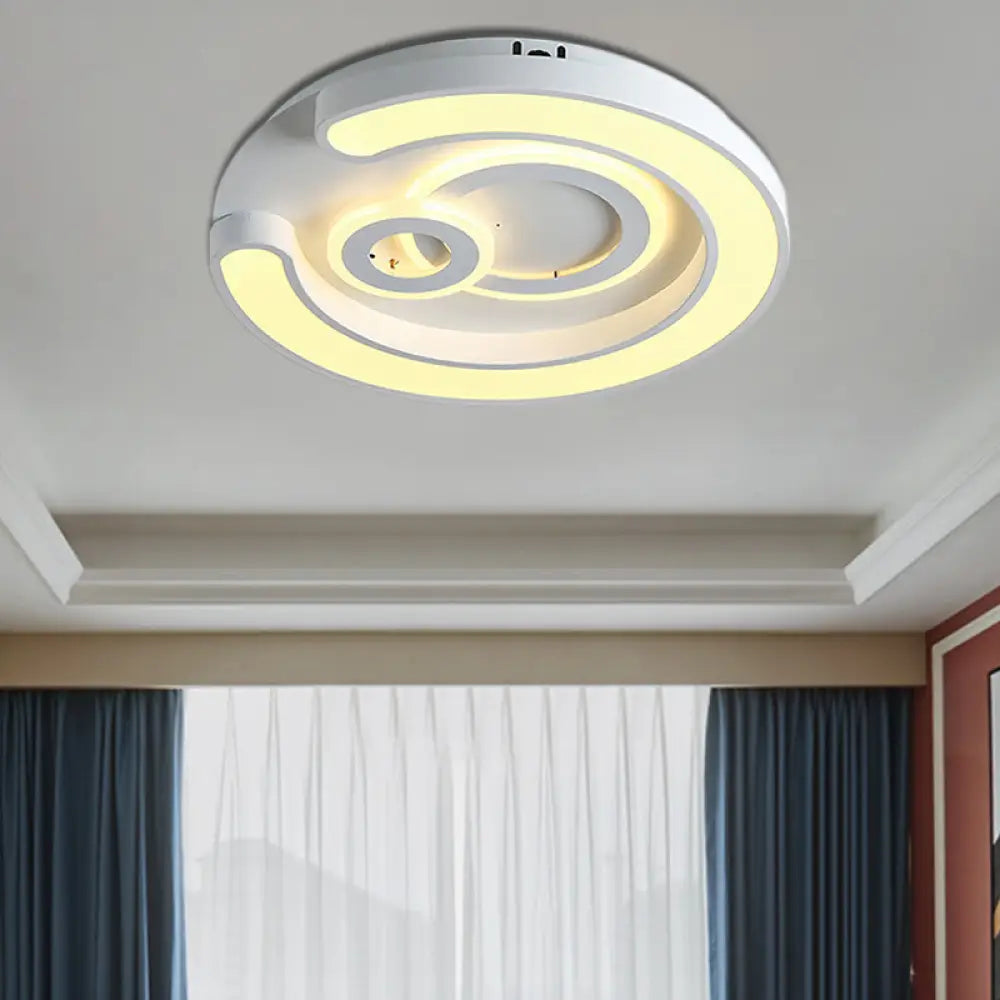 Modern White Led Ceiling Lamp For Bedroom Study Room With Acrylic Round Fixture / B