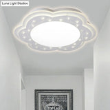 Modern White Led Ceiling Lamp With Crystal Bead Accents For Hallway
