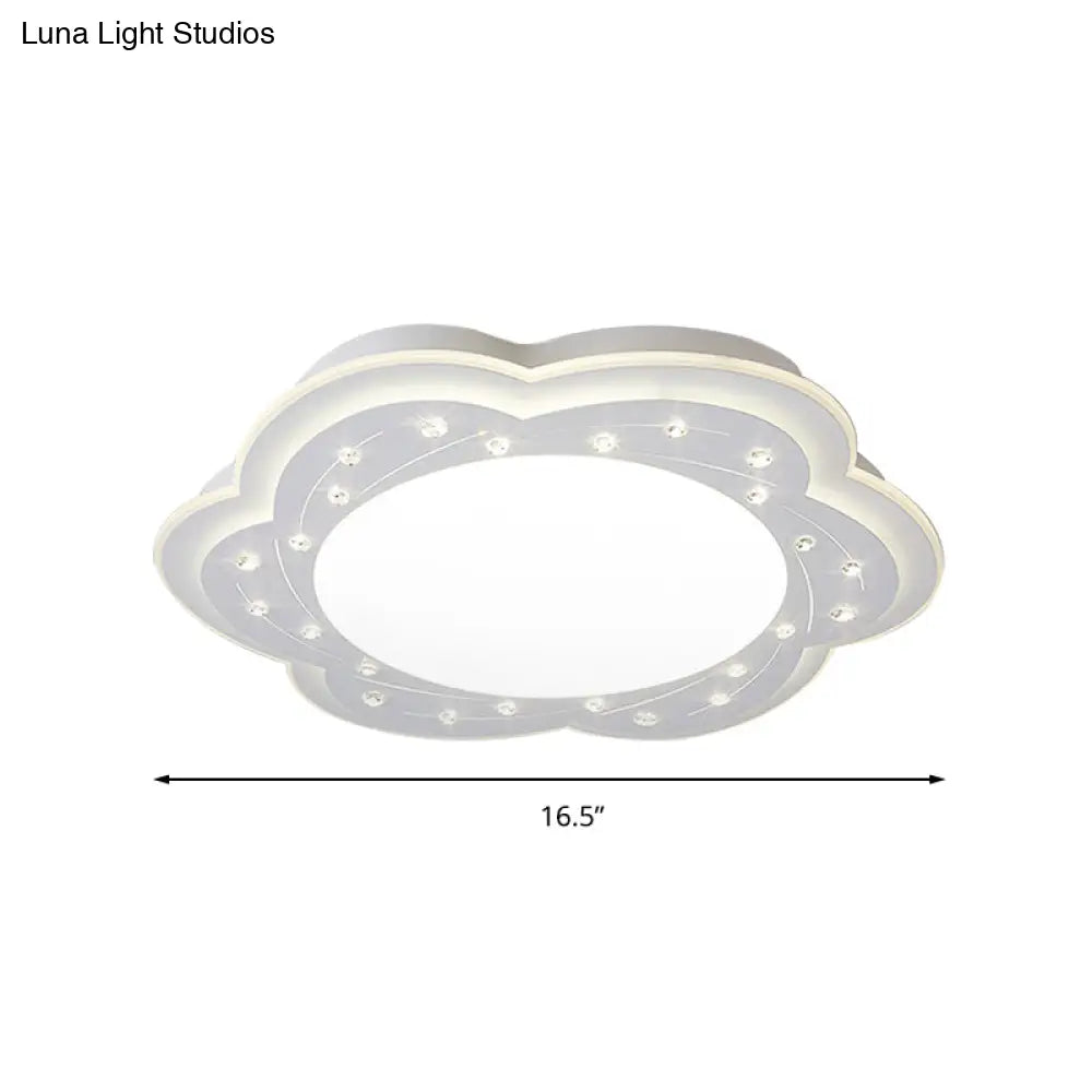 Modern White Led Ceiling Lamp With Crystal Bead Accents For Hallway
