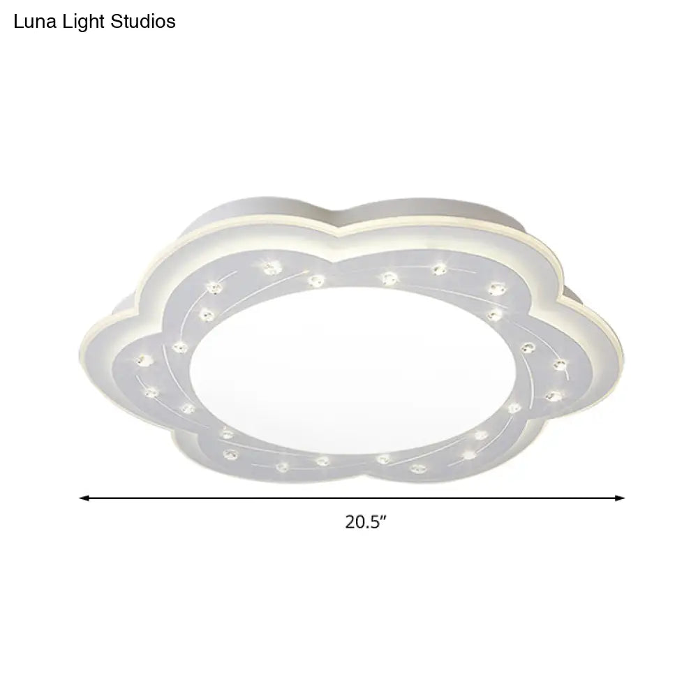 Modern White Led Ceiling Lamp With Crystal Bead Accents For Hallway