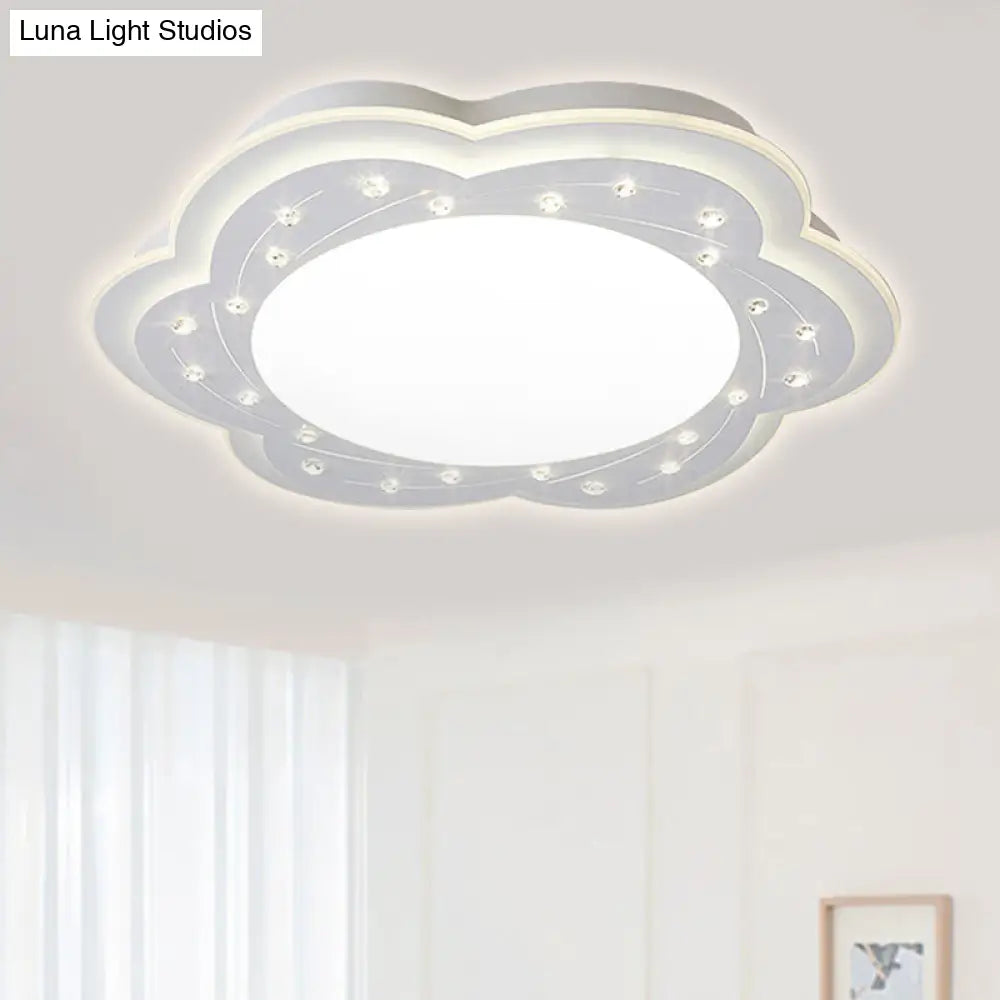 Modern White Led Ceiling Lamp With Crystal Bead Accents For Hallway / 16.5