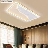 Modern White Led Ceiling Lamp With Curved Starry Sky Design Flush Lighting - 19’/35.5’ W