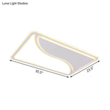 Modern White Led Ceiling Lamp With Curved Starry Sky Design Flush Lighting - 19’/35.5’ W