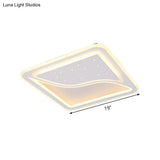 Modern White Led Ceiling Lamp With Curved Starry Sky Design Flush Lighting - 19’/35.5’ W