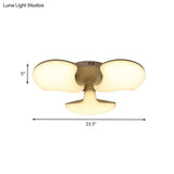 Modern White Led Ceiling Mounted Fixture With 3/5 Heads Shell Acrylic Shade - 23.5’/27.5’ Wide