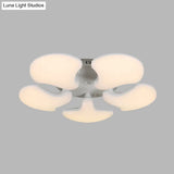 Modern White Led Ceiling Mounted Fixture With 3/5 Heads Shell Acrylic Shade - 23.5’/27.5’ Wide