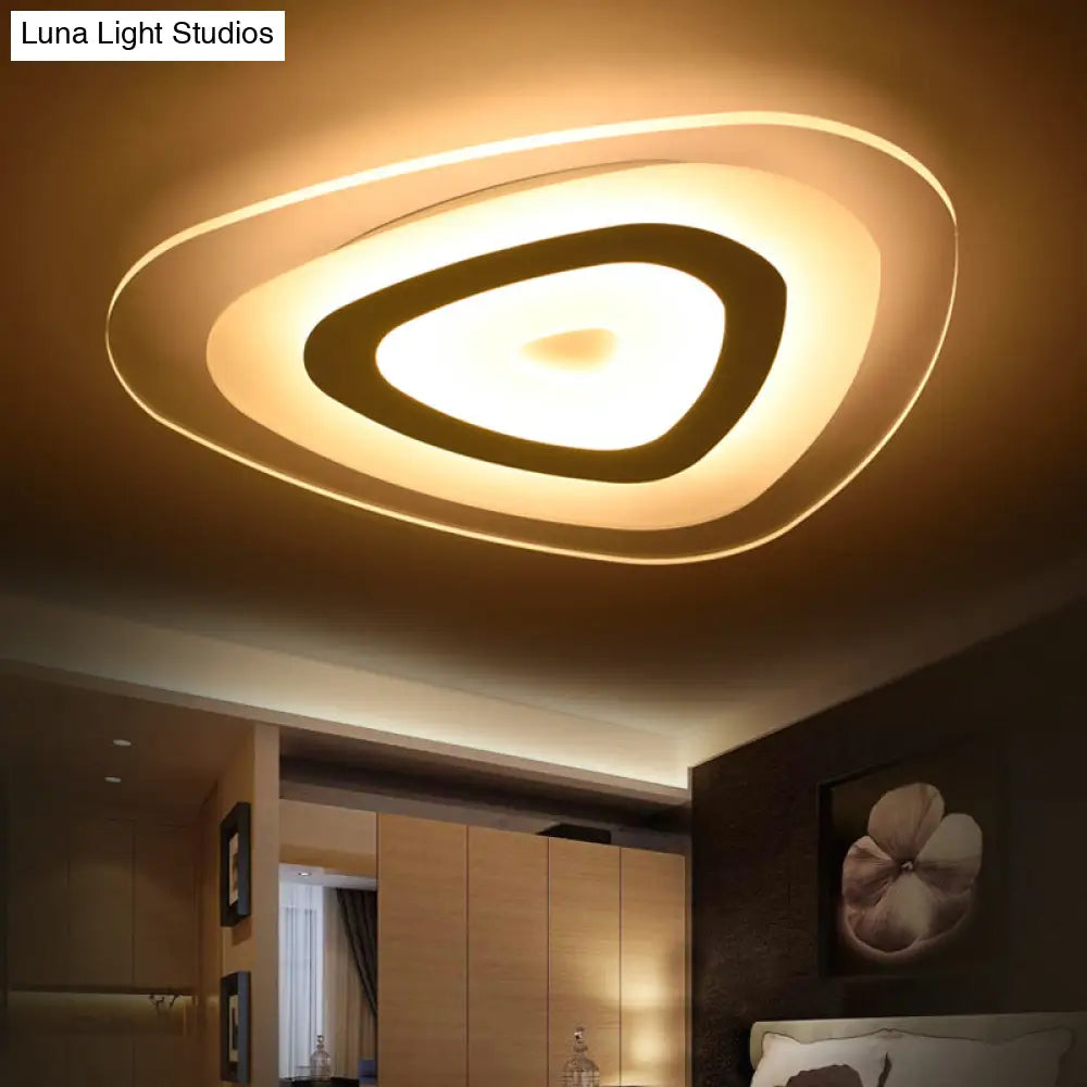 Modern White Led Ceiling Mounted Lamp - Acrylic Layered Triangle Thin Flush Light
