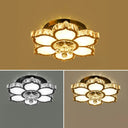 Modern White Led Crystal Flower Ceiling Light For Living Room With Flush Mount Design / 18’