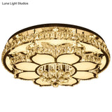 Modern White Led Crystal Flower Ceiling Light For Living Room With Flush Mount Design