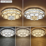Modern White Led Crystal Flower Ceiling Light For Living Room With Flush Mount Design