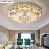 Modern White Led Crystal Flower Ceiling Light For Living Room With Flush Mount Design
