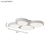 Modern White Led Flush Ceiling Light With Acrylic Shade - 4 Heads