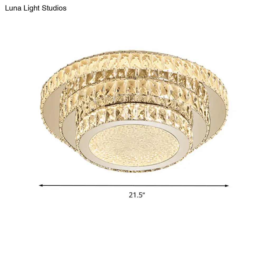 Modern White Led Flush Light Fixture - 18’/21.5’ Three - Tiered Design
