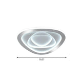 Modern White Led Flush Mount Ceiling Light With Acrylic Concentric Pattern / Triangle