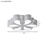 Modern White Led Flushmount Petal Light For Bedroom Ceiling