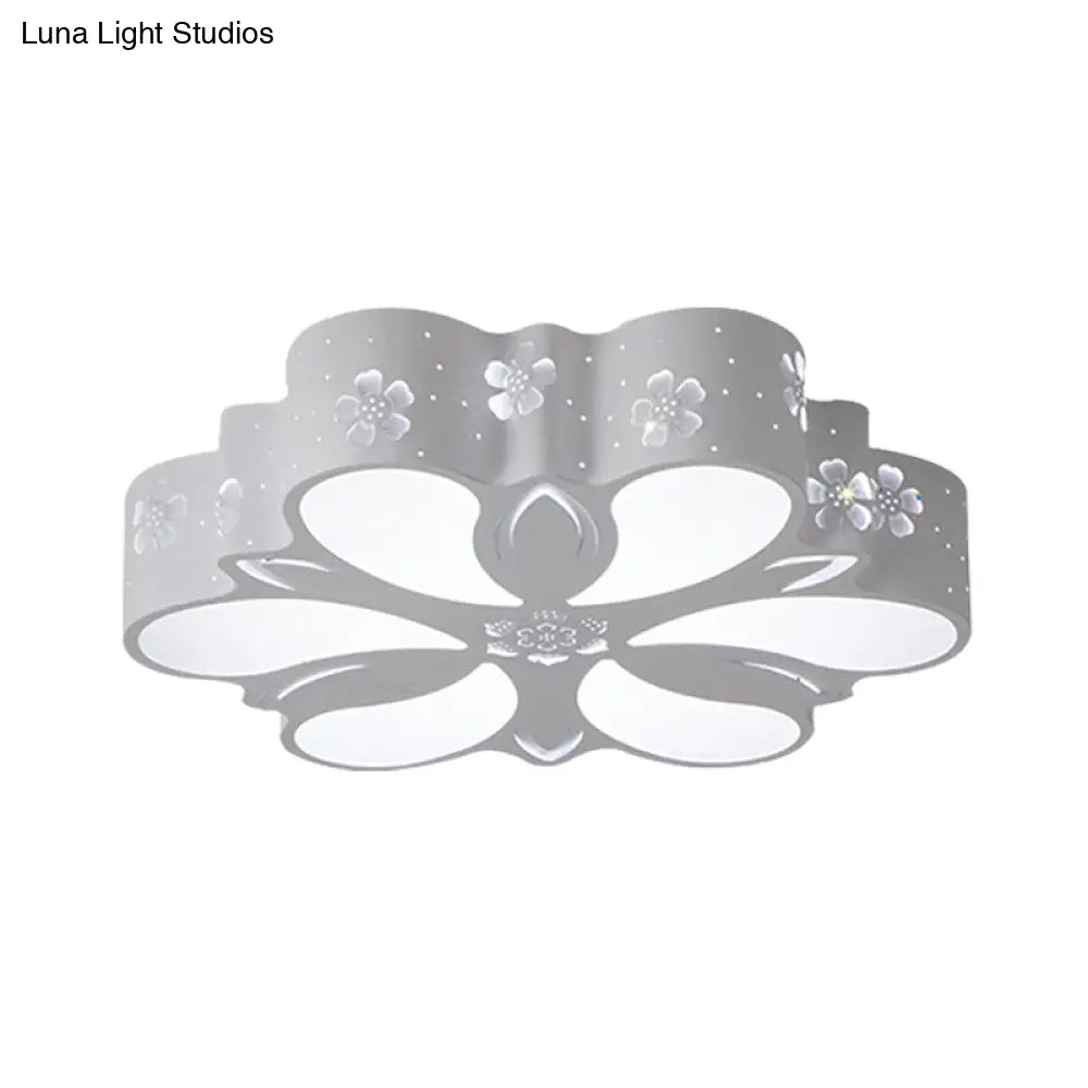 Modern White Led Flushmount Petal Light For Bedroom Ceiling