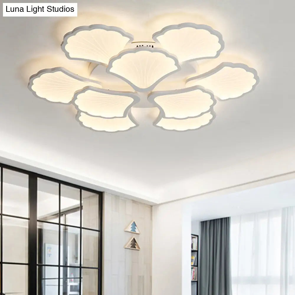 Modern White Led Ginkgo Leaf Ceiling Light For Living Room
