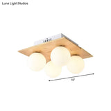 Modern White Led Globe Flush Mount Ceiling Lamp With Opal Glass For Dining Table - 4 Lights