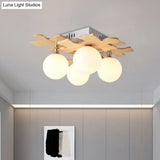 Modern White Led Globe Flush Mount Ceiling Lamp With Opal Glass For Dining Table - 4 Lights