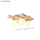 Modern White Led Globe Flush Mount Ceiling Lamp With Opal Glass For Dining Table - 4 Lights