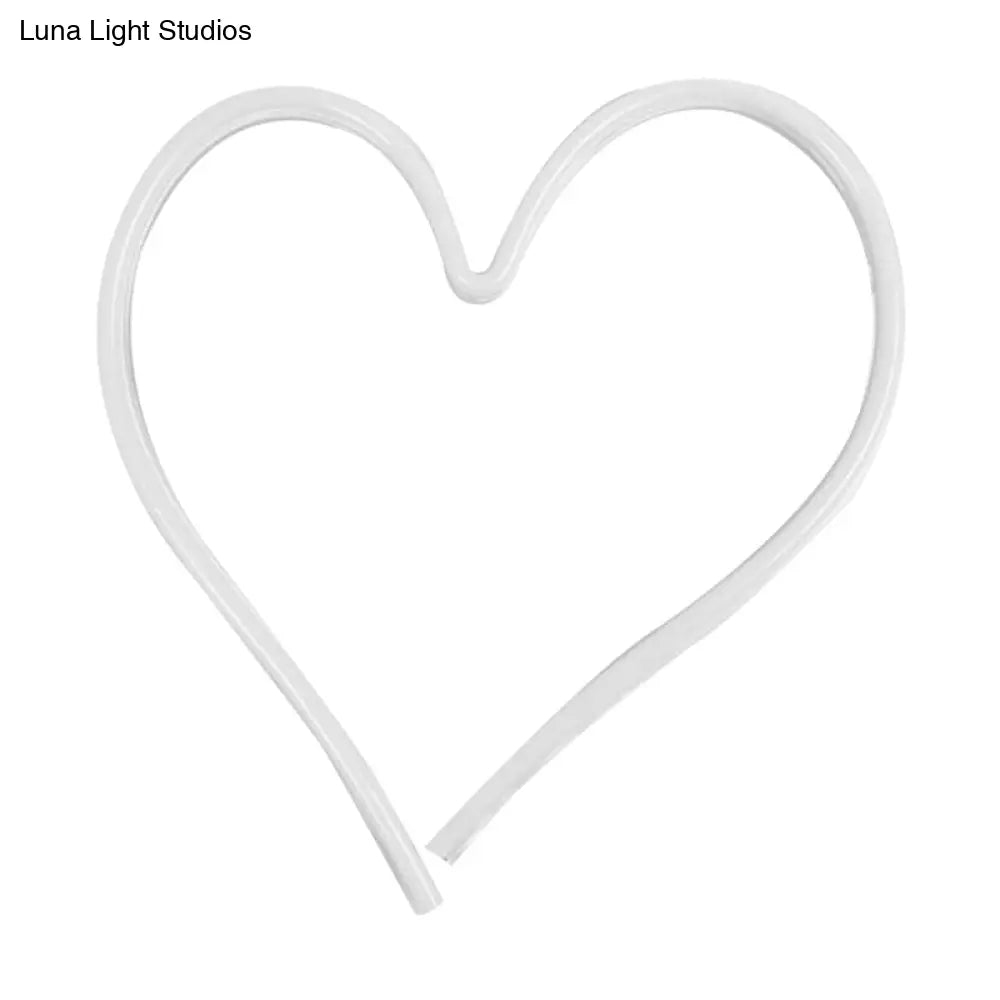 Modern White Led Usb Powered Baby Room Night Lamp With Loving Heart Design