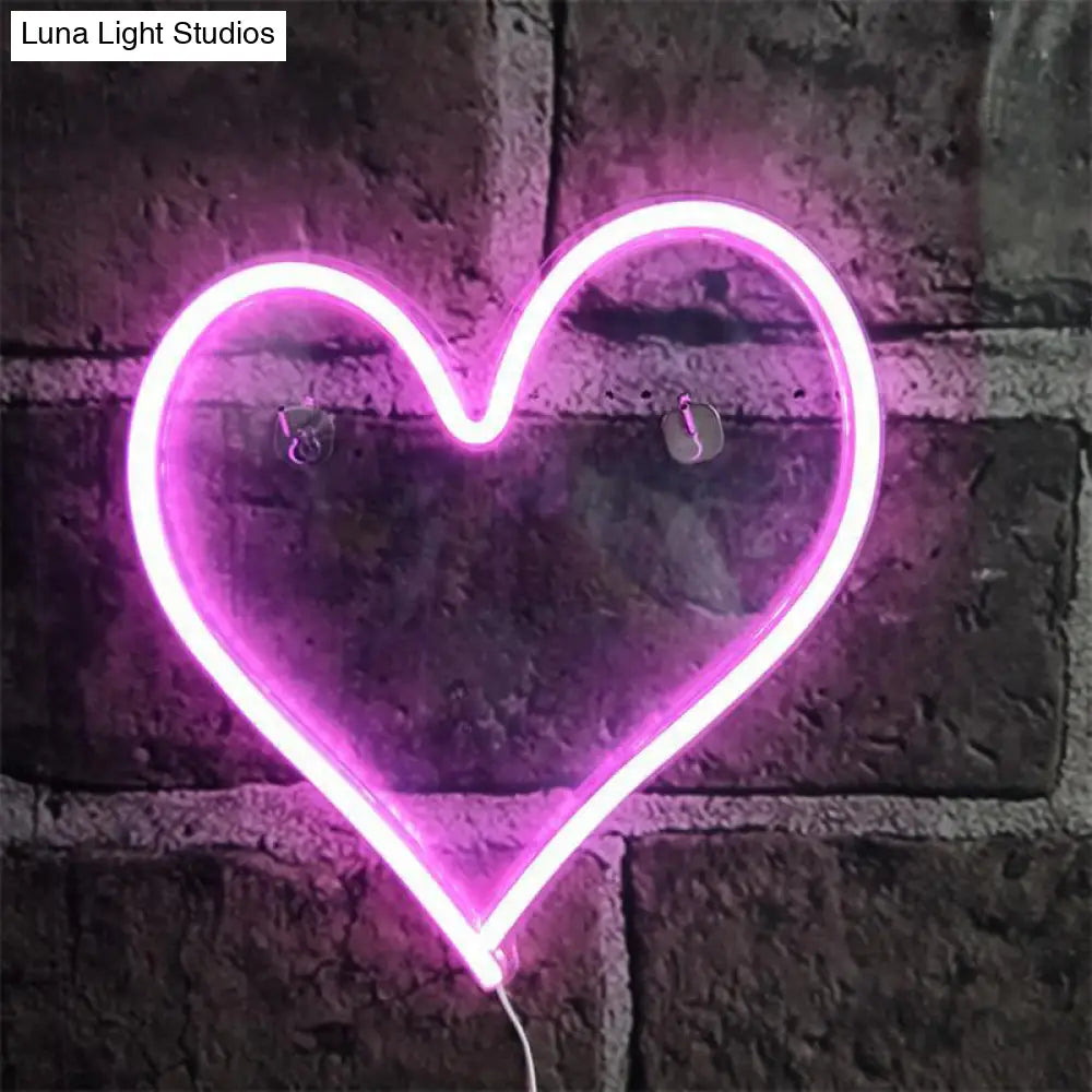 Modern White Led Usb Powered Baby Room Night Lamp With Loving Heart Design