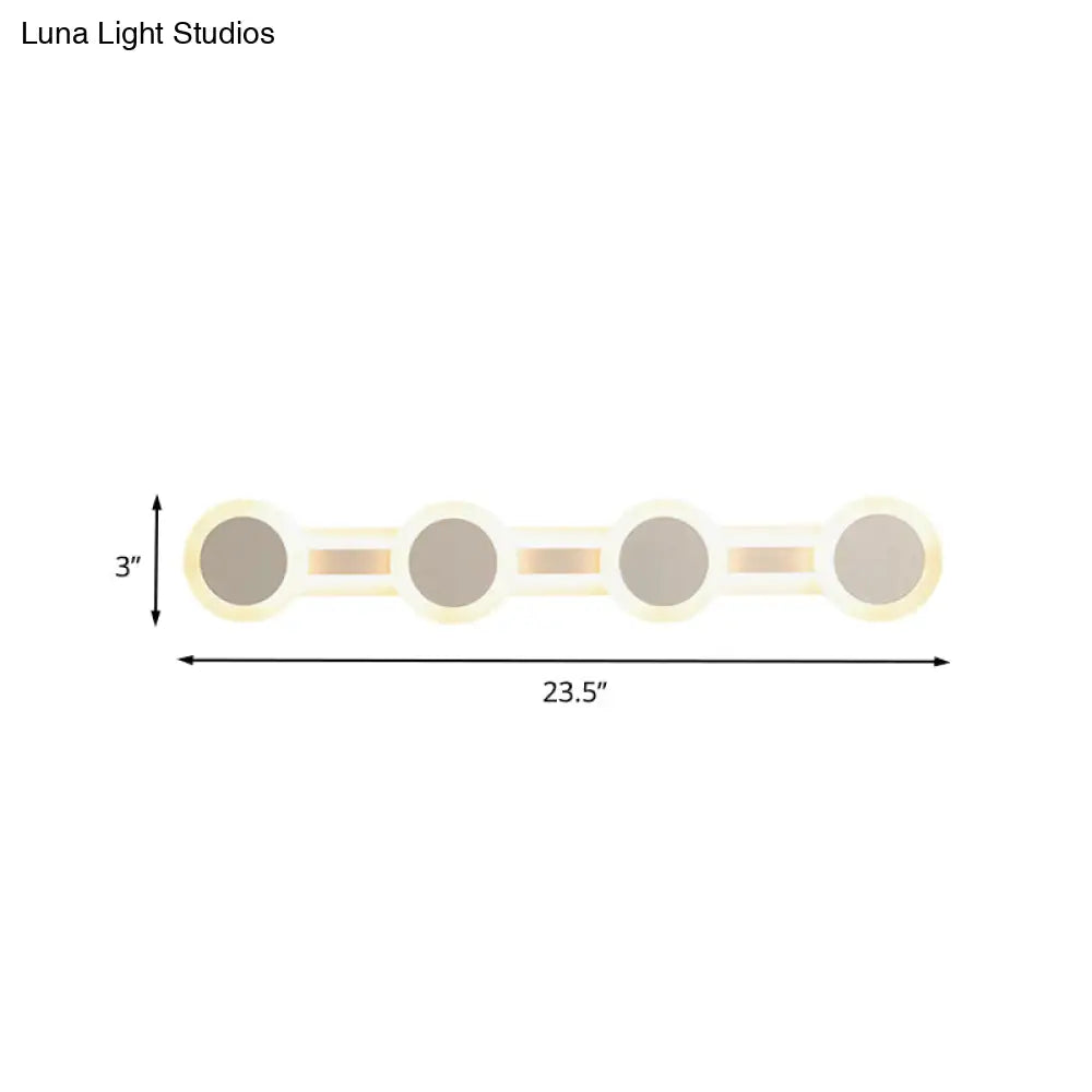 Modern White Led Vanity Light - 16/23.5 Linear Wall Sconce With Acrylic Shade Warm/White 3/4 Lights