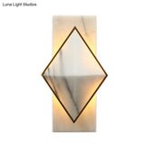 Modern White Led Wall Sconce: Stone Rhombus And Rectangle Design For Corridor
