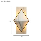 Modern White Led Wall Sconce: Stone Rhombus And Rectangle Design For Corridor