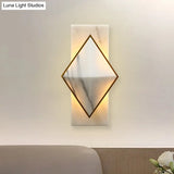 Modern White Led Wall Sconce: Stone Rhombus And Rectangle Design For Corridor