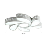 Modern White Metal Hollow Floral Flush Ceiling Light With Led For Bedroom