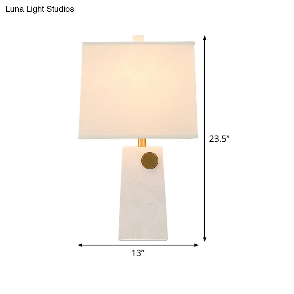 Modern White Pagoda Reading Light With Fabric Shade - 1 Bulb Task Lighting
