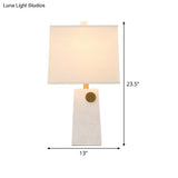 Modern White Pagoda Reading Light With Fabric Shade - 1 Bulb Task Lighting
