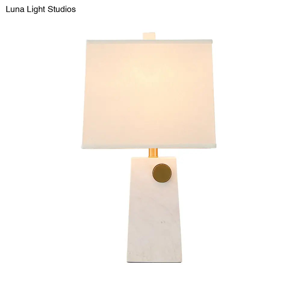 Modern White Pagoda Reading Light With Fabric Shade - 1 Bulb Task Lighting