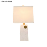 Modern White Pagoda Reading Light With Fabric Shade - 1 Bulb Task Lighting