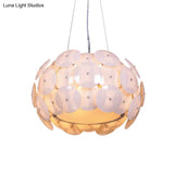 Modern White Pendant Chandelier With 4-Headed Bedroom Hanging Light And Acrylic Drum Shade