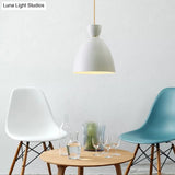 Modern White/Pink Dining Room Pendant Light With Domed Metal Shade