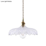 Modern White Prismatic Glass Umbrella Pendant Lamp - 10/12 Wide 1-Light Brass Suspension Ideal For