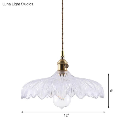 Modern White Prismatic Glass Umbrella Pendant Lamp - 10/12 Wide 1-Light Brass Suspension Ideal For