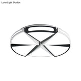 Modern White Round Ceiling Light For Kitchen Metal Flush Mount - 16’/19.5’ Lights With Black Accents