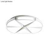 Modern White Round Ceiling Light For Kitchen Metal Flush Mount - 16’/19.5’ Lights With Black Accents